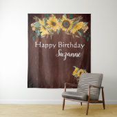 Rustikales Land Sonnenblumen Happy Birthday Custom Wandteppich (Beispiel)