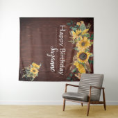 Rustikales Land Sonnenblumen Happy Birthday Custom Wandteppich (Beispiel (Horizontal))