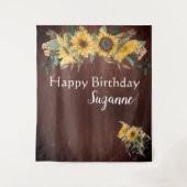 Rustikales Land Sonnenblumen Happy Birthday Custom Wandteppich (Vorderseite)