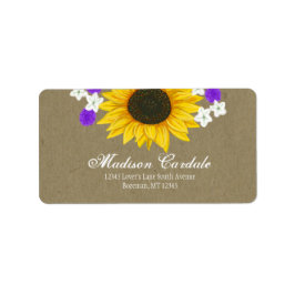 Rustikales Land Sonnenblumen Hochzeitsmarken Adressaufkleber