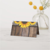 Rustikales Land Sonnenblumen Hochzeitstisch Platzk Platzkarte (Rückseite)