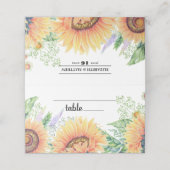 Rustikales Land Sonnenblumen Hochzeitstisch Platzk Platzkarte (Außenseite Aufgefaltet)
