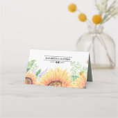 Rustikales Land Sonnenblumen Hochzeitstisch Platzk Platzkarte (Rückseite)