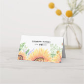 Rustikales Land Sonnenblumen Hochzeitstisch Platzk Platzkarte (Rückseite)