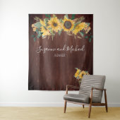 Rustikales Land Sonnenblumen Hochzeitwald Wandteppich (Beispiel)