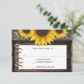 Rustikales Land Sonnenblumen Holz Hochzeit RSVP Ka (Stehend Vorderseite)