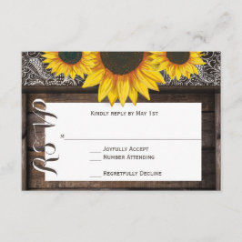 Rustikales Land Sonnenblumen Holz Hochzeit RSVP Ka Karte