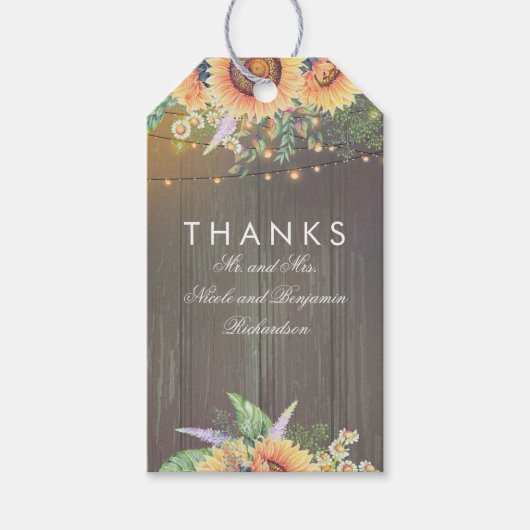 Rustikales Land Sonnenblumen Holz Streichelleuchte Geschenkanhänger (Vorderseite)