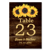 Rustikales Land Sonnenblumen Holztisch Karte (Rückseite)