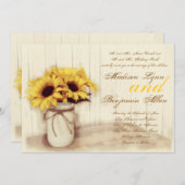 Rustikales Land Sonnenblumen Mason Jar Hochzeit Ei Einladung (Vorne/Hinten)