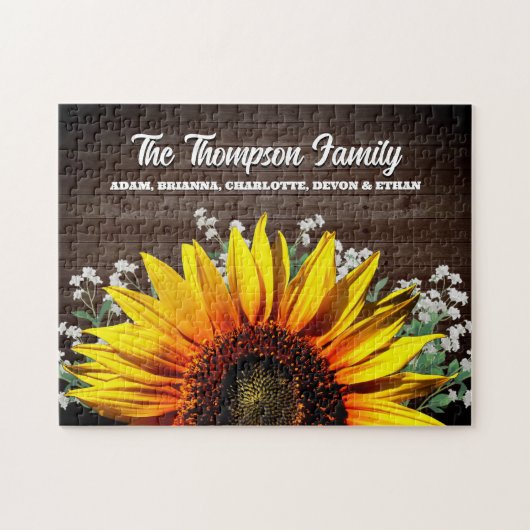 Rustikales Land Sonnenblumen Name Puzzle (Horizontal)