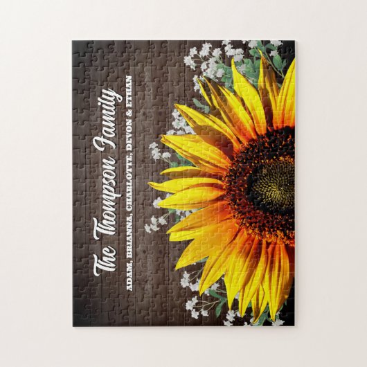 Rustikales Land Sonnenblumen Name Puzzle (Vertikal)