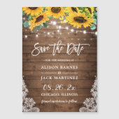 Rustikales Land Sonnenblumen retten Datum Magnet (Vorderseite)