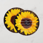 Rustikales Land Sonnenblumen Runde Hochzeiten Einl Einladung (Vorne/Hinten)