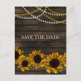 Rustikales Land Sonnenblumen Stallholz Save the Da Ankündigungspostkarte