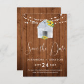 Rustikales Land Sonnenblumen Strohleuchten Save The Date (Vorne/Hinten)