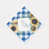 Rustikales Land Sonnenblumen und Blauer Gingham I Serviette (Ecke)