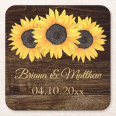 Rustikales Land Sonnenblumen Untersetzer (Vorderseite)
