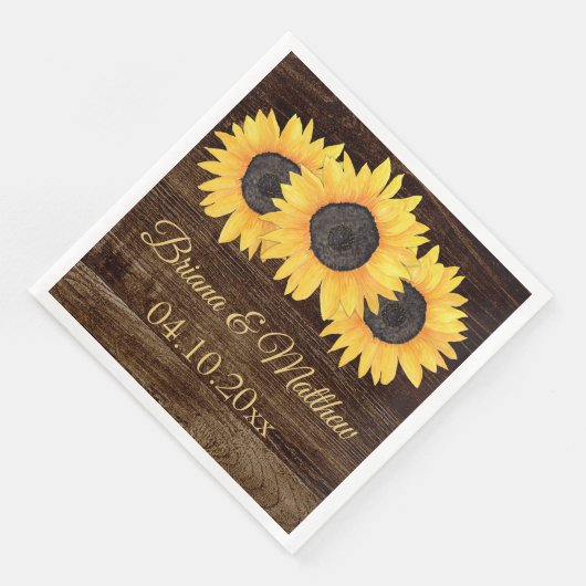 Rustikales Land Sonnenblumen Wohn-Dinner Napkin Serviette (Ecke)