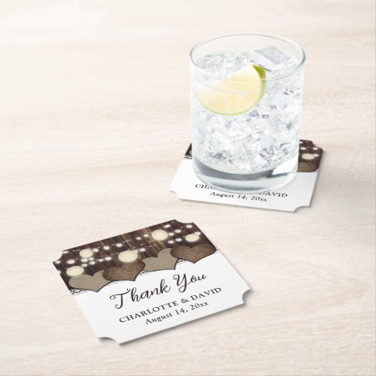 Rustikales Land Stall Holz Burlap Lace Lantern Untersetzer (Vor Ort)