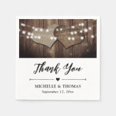 Rustikales Land Stall Holz Burlap String Lights Serviette (Vorderseite)