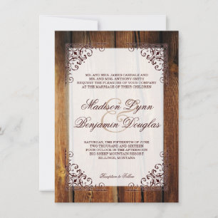 Rustikales Land Stallholz Rahmen Hochzeitseinladun Einladung