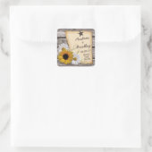 Rustikales Land Sunfloe Daisy Hochzeit Rett Datum Quadratischer Aufkleber (Tasche)