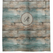 Rustikales Land trug blaue Zaunplatten Duschvorhang (Vorderseite)