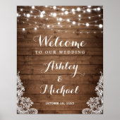 Rustikales Land Twinkle Lights Hochzeitszeichen Poster (Vorne)