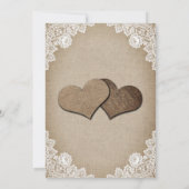 Rustikales Land Vintag Burlap Blues Hochzeit Einladung (Rückseite)