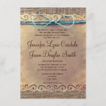 Rustikales Land Vintag Burlap Hochzeitseinladungen