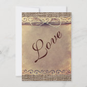 Rustikales Land Vintag Burlap Hochzeitseinladungen Einladung (Rückseite)