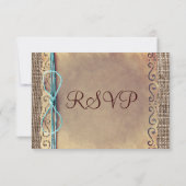 Rustikales Land Vintag Burlap Wedding RSVP Cards Karte (Rückseite)