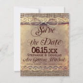 Rustikales Land Vintag Datum Karten speichern (Vorderseite)