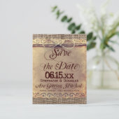 Rustikales Land Vintag Datum Karten speichern (Stehend Vorderseite)