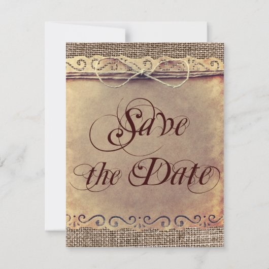 Rustikales Land Vintag Datum Karten speichern (Rückseite)