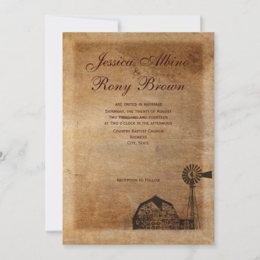 Rustikales Land Vintag Leinwand Windmühle Einladung (Vorderseite)