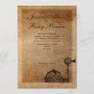 Rustikales Land Vintag Leinwand Windmühle Einladung