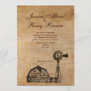 Rustikales Land Vintag Leinwand Windmühle Einladung