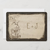 Rustikales Land Vintag Lovebird Hochzeit Einladung (Rückseite)