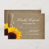 Rustikales Land Vintag Sonnenblumen Hochzeit RSVP  (Vorne/Hinten)