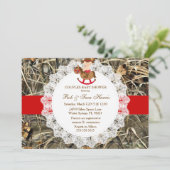 Rustikales Land Vintage Camouflage Kinderdusche ei Einladung (Stehend Vorderseite)