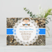 Rustikales Land Vintage Camouflage Kinderdusche ei Einladung (Stehend Vorderseite)