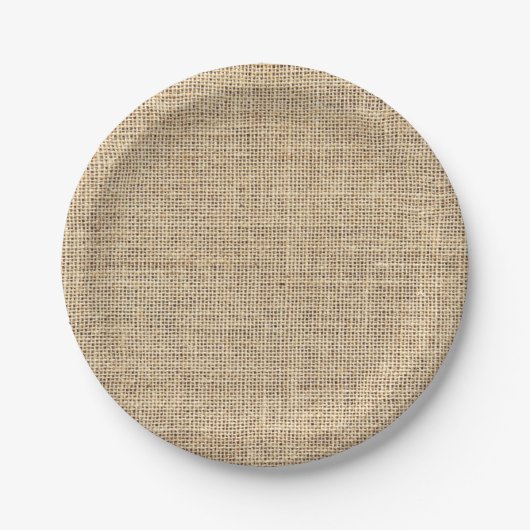 Rustikales Land-Vintage Leinwand Pappteller (Vorderseite)
