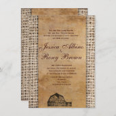 Rustikales Land-Vintage Scheunen-Leinwand Einladung (Vorne/Hinten)