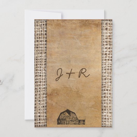 Rustikales Land-Vintage Scheunen-Leinwand Einladung (Rückseite)