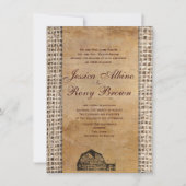 Rustikales Land-Vintage Scheunen-Leinwand Einladung (Vorderseite)