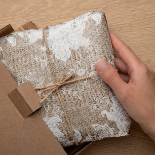 Rustikales Land Vintager Beige-Einbruch und weiße  Seidenpapier
