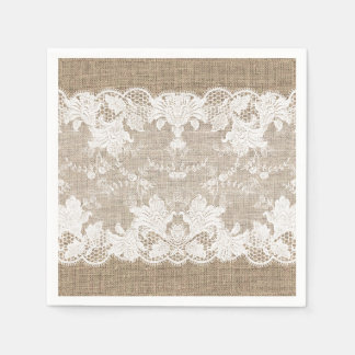 Rustikales Land Vintager Beige-Einbruch und weiße Serviette