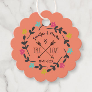 Rustikales Land Wahre Liebe Pfeile Blumenstrauß Geschenkanhänger